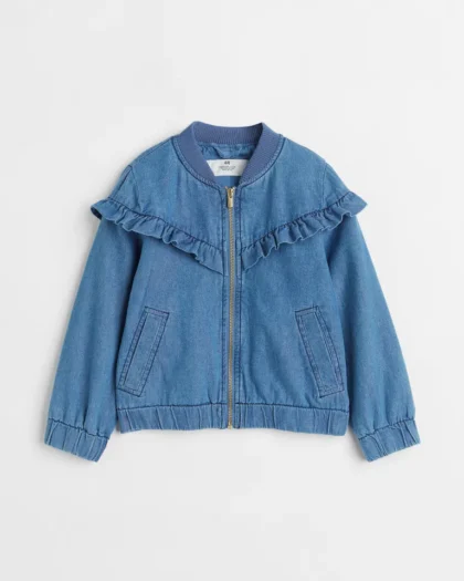 Ruffle-trimmed Bomber Jacket